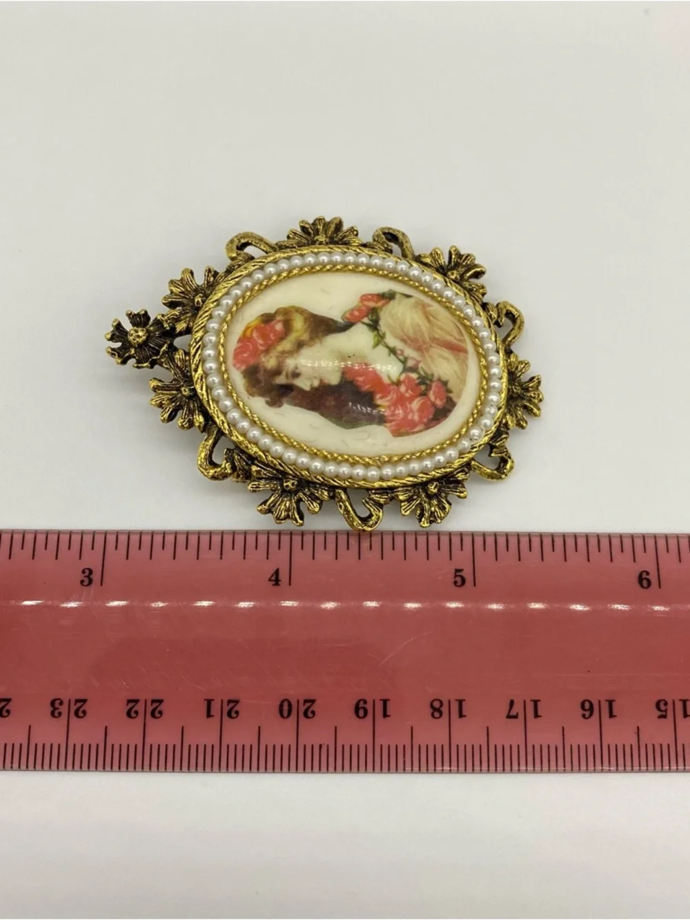 Victorian Revival Style Cameo Brooch Vintage